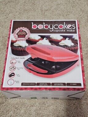 New! Babycakes Cupcake Maker Red with Accessories Non-Stick CC-2828RD